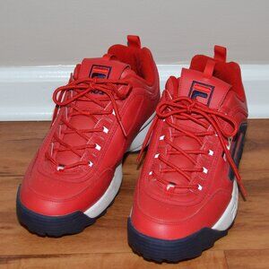 Fila Men's Strada Disruptor 2 Fire red Comfort Casual Classic Sport sneakers, 11